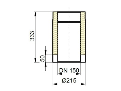 Rauchrohr isoliert, Ø innen 150mm, L 330mm